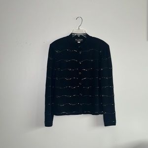 Vintage Black St. John Evening Jacket with sparkling black rhinestone details